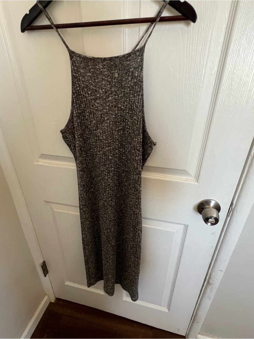 iris Heathered Charcoal Ribbed Midi Slip Dress